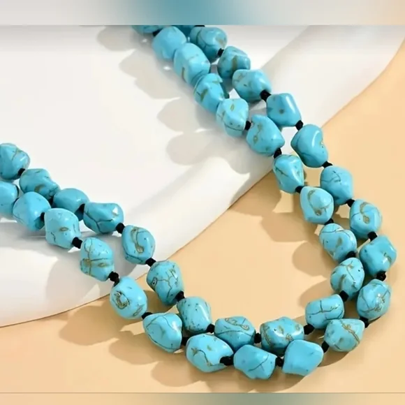 Bohemian Turquoise Beaded Necklace - Picture 4 of 4